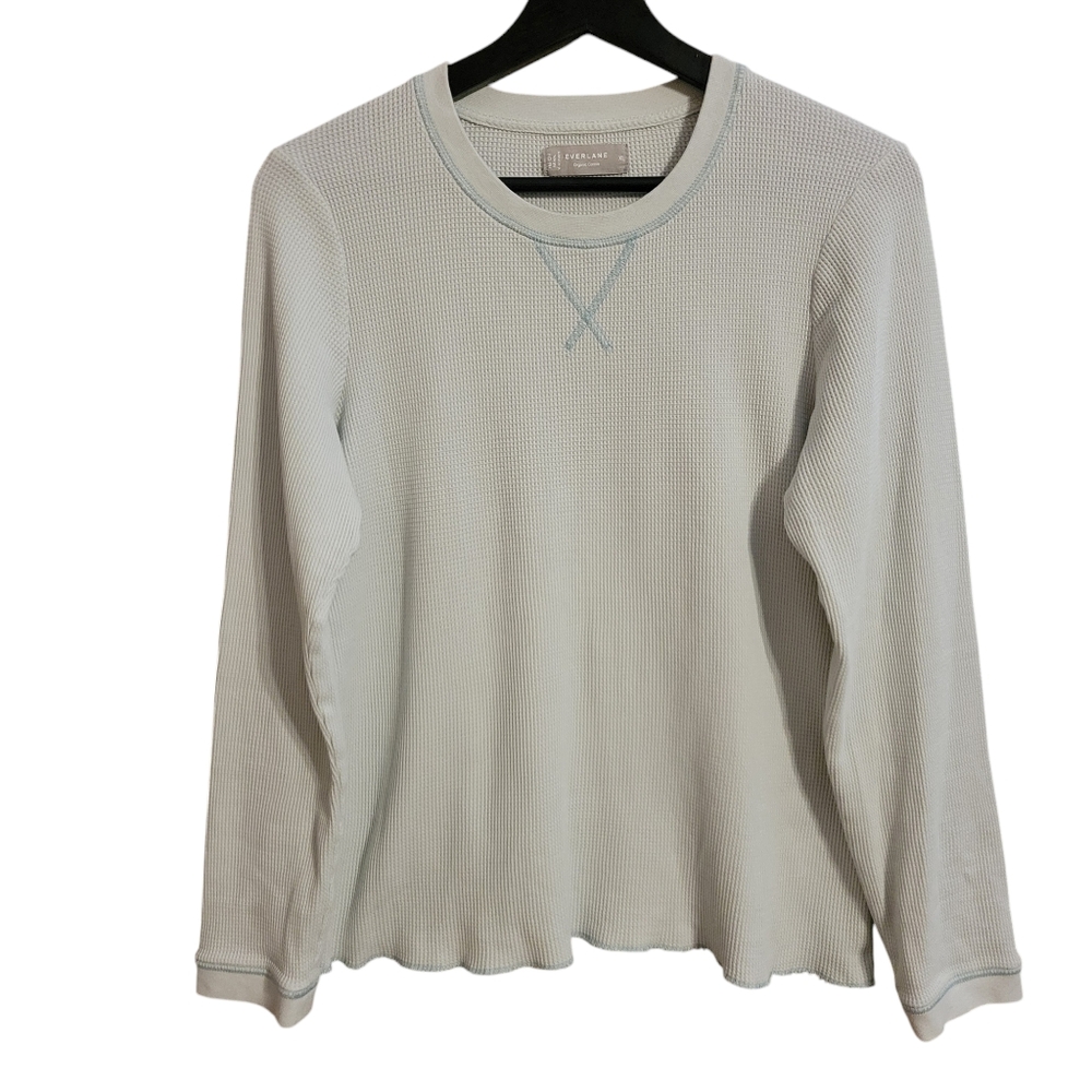 Everlane Blue Waffle Knit Organic Cotton Top